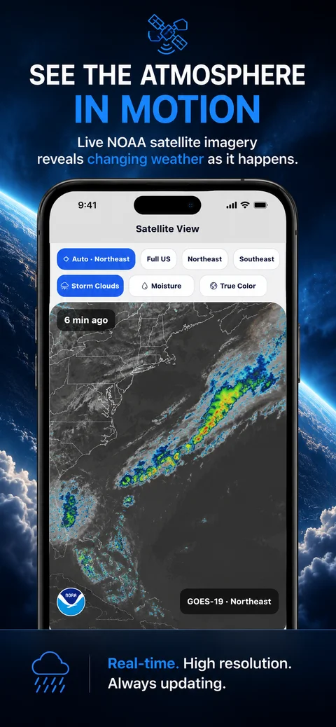 Live NOAA satellite imagery — see the atmosphere in motion